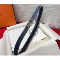 Modern Classic Hermes Rivale Denim Belt 1.8cm with Two Medor and Ring Buckle 8190 Navy Blue/Silver 2025