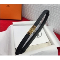 Luxury Cheap Hermes Rivale Denim Belt 1.8cm with Two Medor and Ring Buckle 8190 Black/Gold 2025