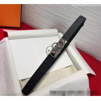 Famous Brand Hermes Rivale Denim Belt 1.8cm with Two Medor and Ring Buckle 8190 Black/Silver 2025