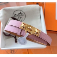 Grade Design Hermes Rivale Belt 1.8cm with Two Medor Studs and Ring Buckle in Epsom Leather 8196 Purple 2025