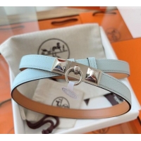Good Taste Hermes Rivale Belt 1.8cm with Two Medor Studs and Ring Buckle in Epsom Leather 8196 Light Blue 2025