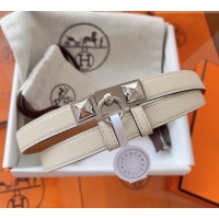 New Fashion Hermes Rivale Belt 1.8cm with Two Medor Studs and Ring Buckle in Epsom Leather 8196 Light Beige 2025