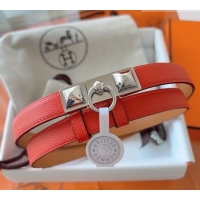 Luxury Cheap Hermes Rivale Belt 1.8cm with Two Medor Studs and Ring Buckle in Epsom Leather 8196 Red 2025