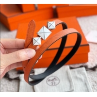 Popular Style Hermes Women's Fibbia da Cintura 1925 Reversible Leather Belt 1.3cm 0617 Orange/White 2025