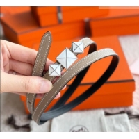 Best Quality Hermes Women's Fibbia da Cintura 1925 Reversible Leather Belt 1.3cm 0617 Grey/White 2025