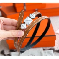 Discount Hermes Women's Fibbia da Cintura 1925 Reversible Leather Belt 1.3cm 0617 Brown/White 2025