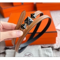 Good Looking Hermes Women's Fibbia da Cintura 1925 Reversible Leather Belt 1.3cm 0617 Brown/Black 2025