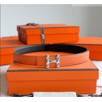 Famous Brand Hermes Women's Fibbia da Cintura H Infini Reversible Leather Belt 2.4cm 0617 Orange/Silver 2025
