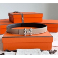 Top Quality Hermes Women's Fibbia da Cintura H Infini Reversible Leather Belt 2.4cm 0617 Grey/Silver 2025