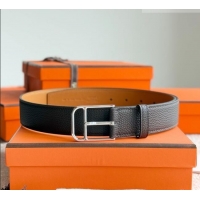 New Design Hermes Ceinture Romain Belt 3.5cm in Grained Leather 0617 Chocolate 2025