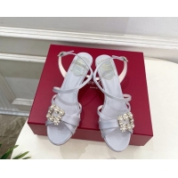 Most Popular Roger Vivier Efflorescence Heel Sandals 6.5cm in Satin 0225029 Grey 2026