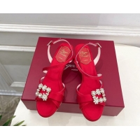 Good Quality Roger Vivier Efflorescence Heel Sandals 6.5cm in Satin 0225029 Red 2026
