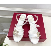 Hot Style Roger Vivier Efflorescence Heel Sandals 6.5cm in Satin 0225029 White 2026
