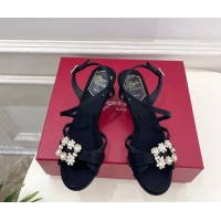 Grade Quality Roger Vivier Efflorescence Heel Sandals 6.5cm in Satin 0225029 Black 2026