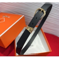Inexpensive Hermes Ecuyere Leather Belt 2.4cm 0617 Black/Gold 2025
