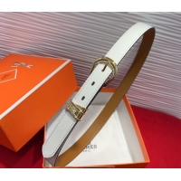Buy Fashionable Hermes Ecuyere Leather Belt 2.4cm 0617 White/Gold 2025