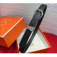 Buy Cheapest Hermes Ecuyere Leather Belt 2.4cm 0617 Black/Silver 2025