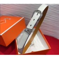 Luxury Discount Hermes Ecuyere Leather Belt 2.4cm 0617 White/Silver 2025