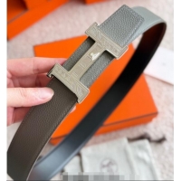 Well Crafted Hermes Men's Constance Touareg Reversible Leather Belt 3.8cm 0617 Grey 2025