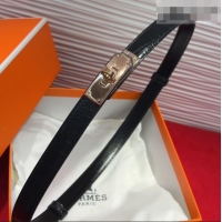 Discount Price Hermes Kelly Duo Belt 1.8cm in Crocodile Embossed Calfskin H2010025 Black/Rose Gold 2025