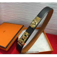 Discount Hermes Collier de Chien Belt 3.2cm with Medor Studs and Ring Buckle in Grained Calfskin H2018025 Black/Gold 202