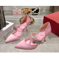 Best Price Roger Vivier Bouquet Strass Flower Pumps 8.5cm in Satin 0225042 Pink 2026