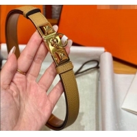 Super Quality Hermes Women's Rivale Belt 1.8cm with Two Medor Studs and Ring Buckle H5022 Yellow/Gold 2025