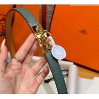 Fashion Cheap Hermes Women's Rivale Belt 1.8cm with Two Medor Studs and Ring Buckle H5022 Dark Grey/Gold 2025