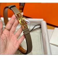Top Design Hermes Women's Rivale Belt 1.8cm with Two Medor Studs and Ring Buckle H5022 Elephant Grey/Gold 2025