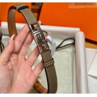 Well Crafted Hermes Women's Rivale Belt 1.8cm with Two Medor Studs and Ring Buckle H5022 Elephant Grey/Silver 2025