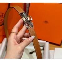 Best Grade Hermes Women's Rivale Belt 1.8cm with Two Medor Studs and Ring Buckle H5022 Brown/Silver 2025