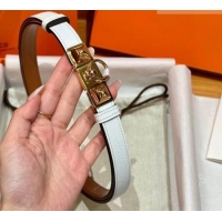 Good Product Hermes Women's Rivale Belt 1.8cm with Two Medor Studs and Ring Buckle H5022 White/Gold 2025