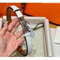 Well Crafted Hermes Women's Rivale Belt 1.8cm with Two Medor Studs and Ring Buckle H5022 White/Silver 2025