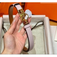 New Fashion Hermes Women's Rivale Belt 1.8cm with Two Medor Studs and Ring Buckle H5022 Pink/Gold 2025