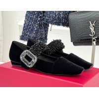 Good Quality Roger Belle Vivier Mary Janes Pump in Velvet Black 0225052 2026