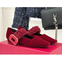 Best Grade Roger Belle Vivier Mary Janes Pump in Velvet 0225052 Red 2026