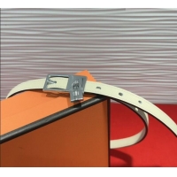 Well Crafted Hermes Lucky Lock Reversible Belt 1.7cm in Calfskin Leather HS091201 White/Silver 2025