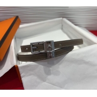 Super Quality Hermes Lucky Lock Reversible Belt 1.7cm in Calfskin Leather HS091201 Grey/Silver 2025