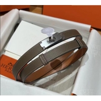 Shop Grade Hermes Hunter Calfskin Leather Belt 1.8cm with Kelly Buckle HS091202 Grey 2025