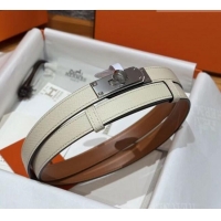 Well Crafted Hermes Hunter Calfskin Leather Belt 1.8cm with Kelly Buckle HS091202 White 2025