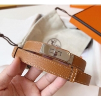 Popular Style Hermes Kelly Duo Belt 1.8cm in Epsom Calfskin Leather H031601 Brown/Silver 2026