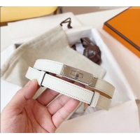 Top Design Hermes Kelly Duo Belt 1.8cm in Epsom Calfskin Leather H031601 White/Silver 2026