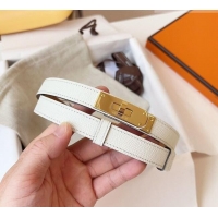 Cheap Price Hermes Kelly Duo Belt 1.8cm in Epsom Calfskin Leather H031601 White/Gold 2026
