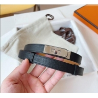 New Fashion Hermes Kelly Duo Belt 1.8cm in Epsom Calfskin Leather H031601 Black/Silver 2026