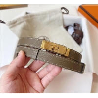 Top Quality Hermes Kelly Duo Belt 1.8cm in Epsom Calfskin Leather H031601 Grey/Gold 2026