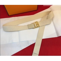 Luxury Cheap Hermes Ecume Belt 3cm in Fabric and Epsom Leather H031605 White 2026