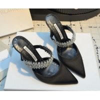 Good Product Manolo Blahnik Lutara 90 Satin Mules Strass Embellished 112502 Black 2026
