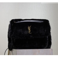 Top Grade Saint Laurent Niki Bag in Rabbit Fur 498830 Black 2026
