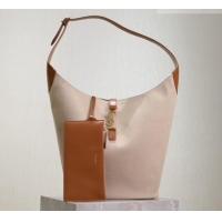 Best Product Saint Laurent LE 5 À 7 Supple Large Hobo Bag in Cotton Linen and Leather 753823 Brown 2026