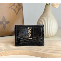 Buy Cheap Saint Laurent Uptown Flap Card Case in Crocodile Embossed Leather 582305 Black 2026